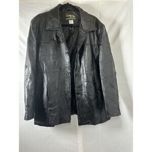 Leather &‎ Soul Patchwork BLACK GENUINE Leather Jacket (Womens XL)​